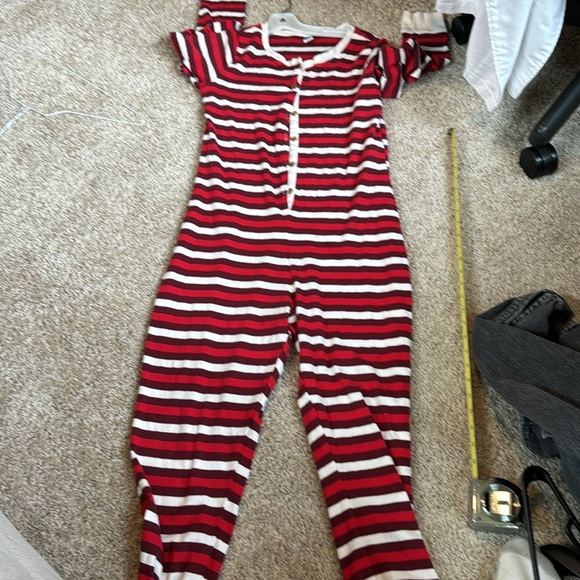 Old navy striped PRINTED THERMAL-KNIT ONE-PIECE PAJAMAS FOR WOMEN OLD NA… - Picture 6 of 8